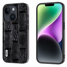 Load image into Gallery viewer, ABEEL Genuine Leather Mahjong Pattern Black Edge Phone Case, For iPhone 15 Pro Max, For iPhone 15 Pro, For iPhone 15 Plus, For iPhone 15