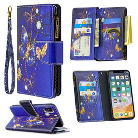 Colored Drawing Pattern Zipper Horizontal Flip Leather Case with Holder & Card Slots & Wallet, For iPhone XS / X