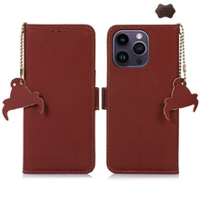 Load image into Gallery viewer, Genuine Leather Magnetic RFID Leather Phone Case, For iPhone 16 Pro Max, For iPhone 16 Pro, For iPhone 15 Pro Max, For iPhone 15 Pro, For iPhone 15 Plus, For iPhone 15