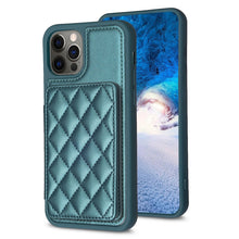 Load image into Gallery viewer, BF25 Square Plaid Card Bag Holder Phone Case, For iPhone 14 Pro Max, For iPhone 15, For iPhone SE 2022 / 2020 / 8 / 7, For iPhone 13 Pro Max, For iPhone 13 Pro, For iPhone 12 / 12 Pro