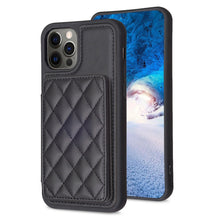 Load image into Gallery viewer, BF25 Square Plaid Card Bag Holder Phone Case, For iPhone 14 Pro Max, For iPhone 15, For iPhone SE 2022 / 2020 / 8 / 7, For iPhone 13 Pro Max, For iPhone 13 Pro, For iPhone 12 / 12 Pro