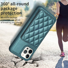 Load image into Gallery viewer, BF25 Square Plaid Card Bag Holder Phone Case, For iPhone 12 Pro Max, For iPhone 11 Pro Max, For iPhone 11, For iPhone 11 Pro, For iPhone X / XS, For iPhone XR