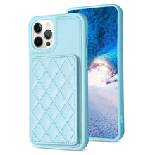 Load image into Gallery viewer, BF25 Square Plaid Card Bag Holder Phone Case, For iPhone 12 Pro Max, For iPhone 11 Pro Max, For iPhone 11, For iPhone 11 Pro, For iPhone X / XS, For iPhone XR