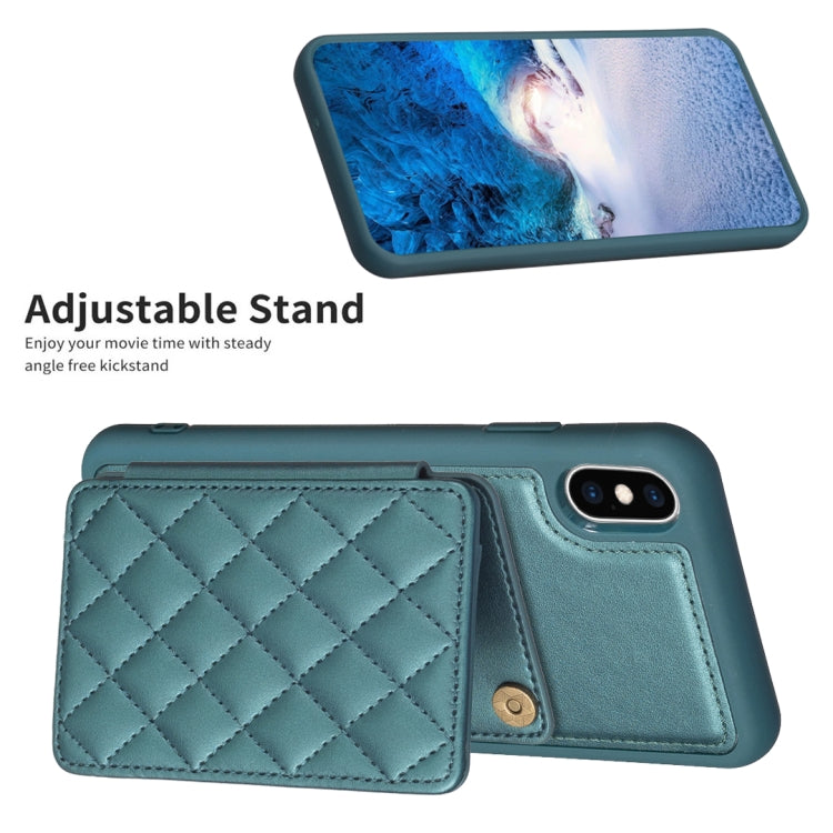 BF25 Square Plaid Card Bag Holder Phone Case, For iPhone XS Max, For iPhone 8 Plus / 7 Plus