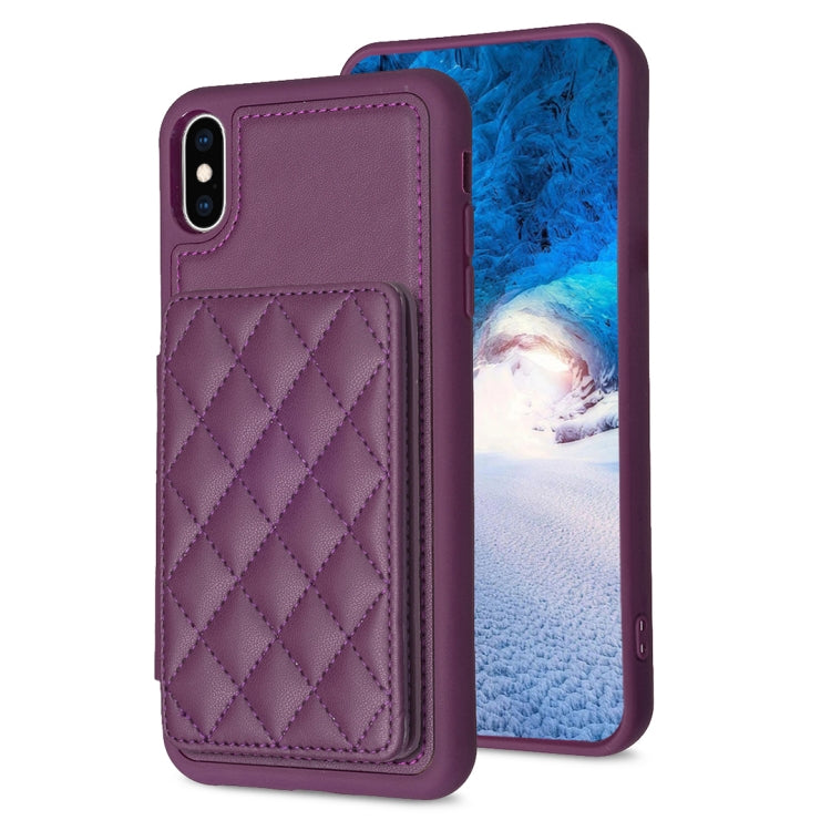 BF25 Square Plaid Card Bag Holder Phone Case, For iPhone XS Max, For iPhone 8 Plus / 7 Plus