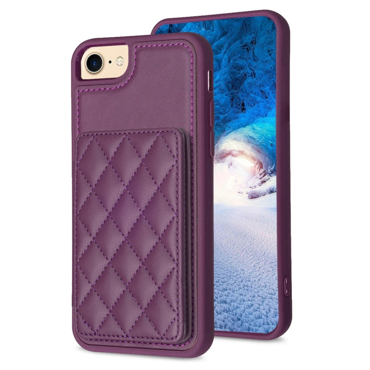 BF25 Square Plaid Card Bag Holder Phone Case, For iPhone 14 Pro Max, For iPhone 15, For iPhone SE 2022 / 2020 / 8 / 7, For iPhone 13 Pro Max, For iPhone 13 Pro, For iPhone 12 / 12 Pro