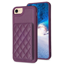 Load image into Gallery viewer, BF25 Square Plaid Card Bag Holder Phone Case, For iPhone 14 Pro Max, For iPhone 15, For iPhone SE 2022 / 2020 / 8 / 7, For iPhone 13 Pro Max, For iPhone 13 Pro, For iPhone 12 / 12 Pro