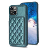 BF25 Square Plaid Card Bag Holder Phone Case, For iPhone 15, For iPhone 14 Pro Max, For iPhone SE 2022 / 2020 / 8 / 7, For iPhone 13 Pro Max, For iPhone 13 Pro, For iPhone 12 / 12 Pro