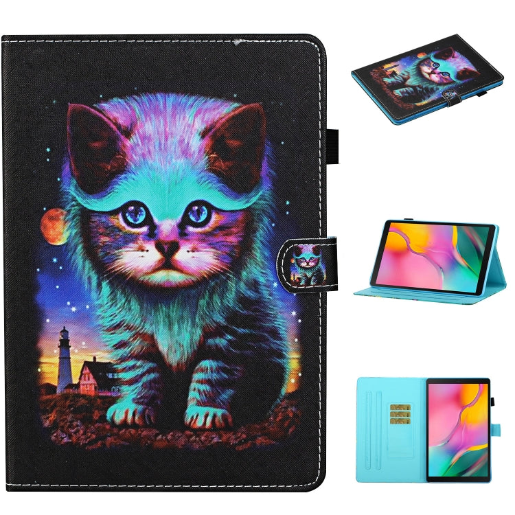 Colored Drawing Stitching Horizontal Flip Leather Case, with Holder & Card Slots