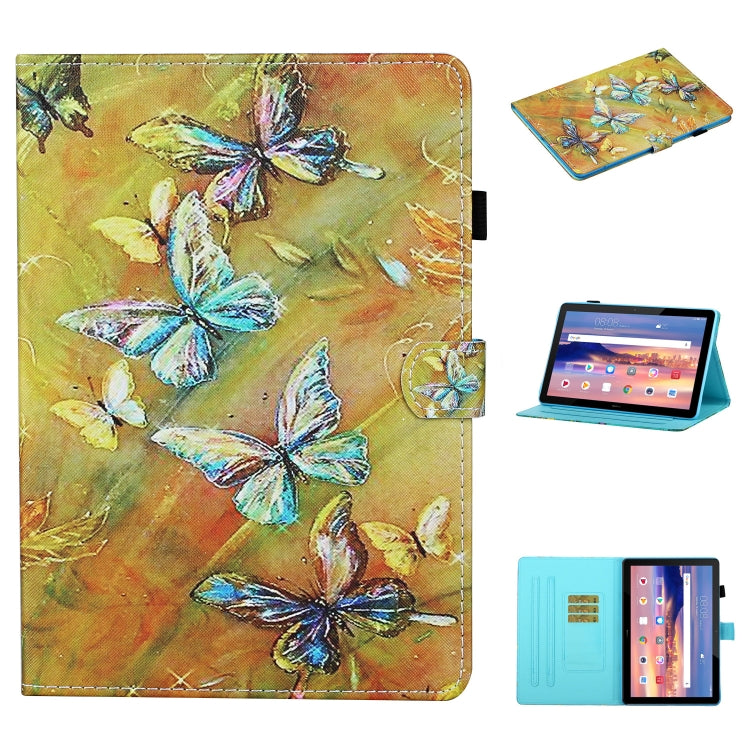 Colored Drawing Stitching Horizontal Flip Leather Case, with Holder & Card Slots
