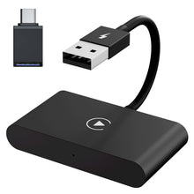 Load image into Gallery viewer, USB + USB-C / Type-C Wired to Wireless Carplay Adapter for iPhone, Black Rectangle