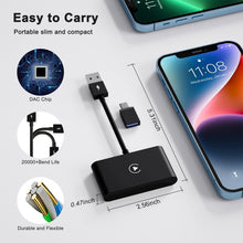 Load image into Gallery viewer, USB + USB-C / Type-C Wired to Wireless Carplay Adapter for iPhone, Black Rectangle