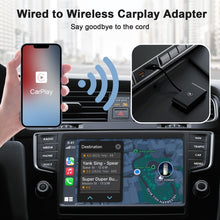 Load image into Gallery viewer, USB + USB-C / Type-C Wired to Wireless Carplay Adapter for iPhone, Black Rectangle