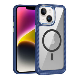 MagSafe Carbon Fiber Transparent Back Panel Phone Case, For iPhone 14, For iPhone 14 Pro, For iPhone 14 Pro Max, For iPhone 13 Pro Max, For iPhone 13 Pro, For iPhone 13, For iPhone 12 / 12 Pro, For iPhone 12 Pro Max, For iPhone 11 Pro Max