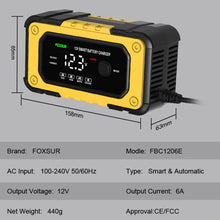 Load image into Gallery viewer, FOXSUR FBC1206E 6A 12V Car / Motorcycle Smart Battery Charger, AU Plug, US Plug, EU Plug, UK Plug