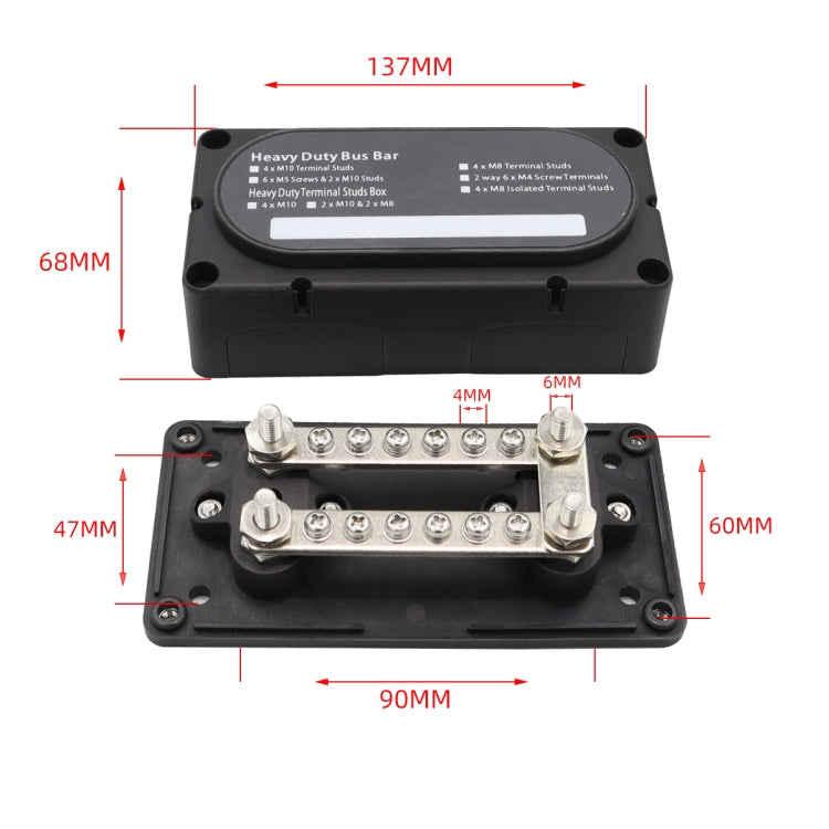 150A 12-48V RV Yacht Modified Double Row 12-way M6 Terminal Busbar with 12pcs Terminals, CP-3158, CP-3159