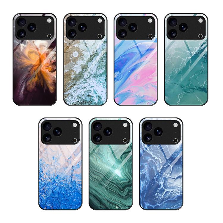 Marble Pattern Glass Protective Phone Case, For iPhone 18 Pro / 17 Pro, For iPhone 18 Pro Max / 17 Pro Max, For iPhone 17, For iPhone 17 Air, For iPhone 15 Pro Max, For iPhone 15 Pro