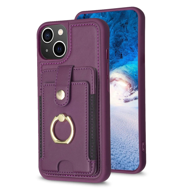 BF27 Metal Ring Card Bag Holder Phone Case, For iPhone 15 Pro Max, For iPhone 14 Plus, For iPhone 14 / 13, For iPhone 15 Pro, For iPhone 15 Plus, For iPhone 14 Pro