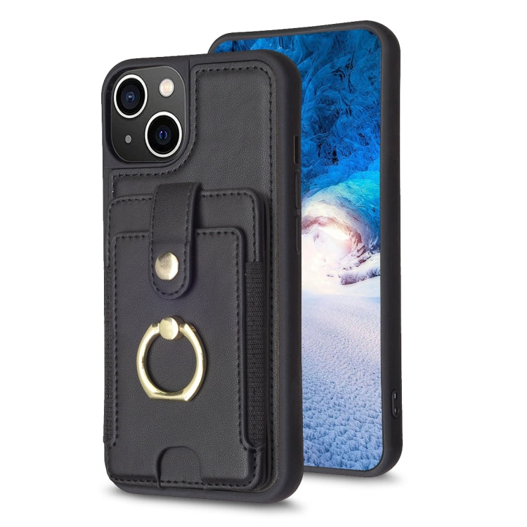 BF27 Metal Ring Card Bag Holder Phone Case, For iPhone 15 Pro Max, For iPhone 14 Plus, For iPhone 14 / 13, For iPhone 15 Pro, For iPhone 15 Plus, For iPhone 14 Pro