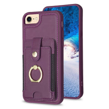 Load image into Gallery viewer, BF27 Metal Ring Card Bag Holder Phone Case, For iPhone 15, For iPhone 14 Pro Max, For iPhone SE 2022 / 2020 / 8 / 7, For iPhone 13 Pro Max, For iPhone 13 Pro, For iPhone 12 / 12 Pro