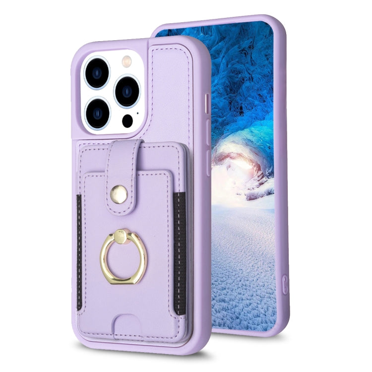 BF27 Metal Ring Card Bag Holder Phone Case, For iPhone 15, For iPhone 14 Pro Max, For iPhone SE 2022 / 2020 / 8 / 7, For iPhone 13 Pro Max, For iPhone 13 Pro, For iPhone 12 / 12 Pro