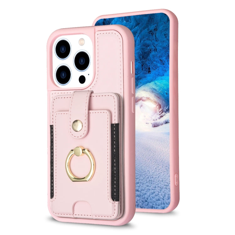 BF27 Metal Ring Card Bag Holder Phone Case, For iPhone 15, For iPhone 14 Pro Max, For iPhone SE 2022 / 2020 / 8 / 7, For iPhone 13 Pro Max, For iPhone 13 Pro, For iPhone 12 / 12 Pro