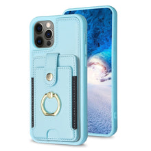 Load image into Gallery viewer, BF27 Metal Ring Card Bag Holder Phone Case, For iPhone 15, For iPhone 14 Pro Max, For iPhone SE 2022 / 2020 / 8 / 7, For iPhone 13 Pro Max, For iPhone 13 Pro, For iPhone 12 / 12 Pro