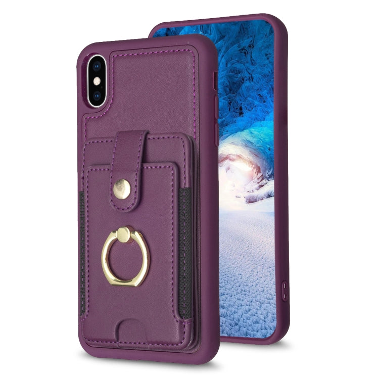 BF27 Metal Ring Card Bag Holder Phone Case, For iPhone 12 Pro Max, For iPhone 11 Pro Max, For iPhone 11, For iPhone 11 Pro, For iPhone X / XS, For iPhone XR