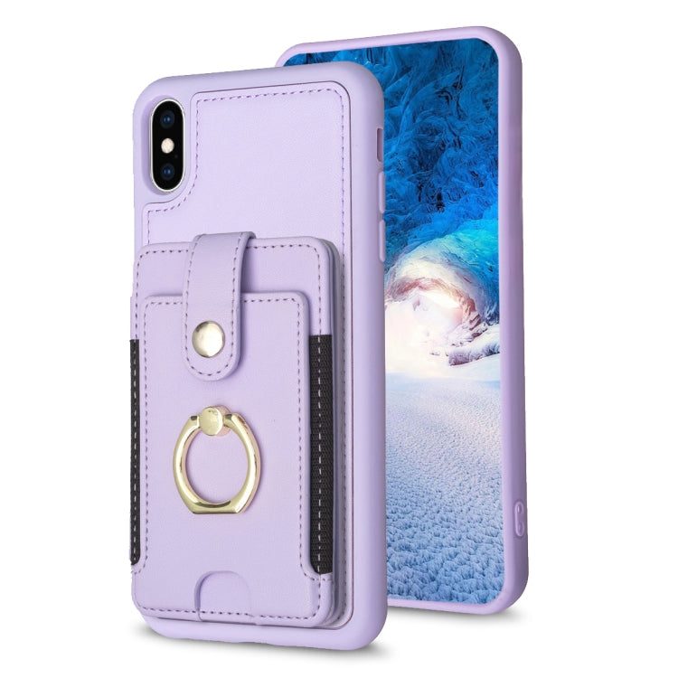 BF27 Metal Ring Card Bag Holder Phone Case, For iPhone XS Max, For iPhone 8 Plus / 7 Plus
