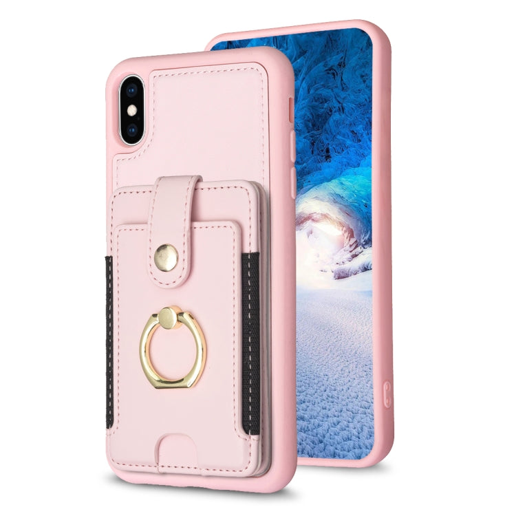 BF27 Metal Ring Card Bag Holder Phone Case, For iPhone XS Max, For iPhone 8 Plus / 7 Plus