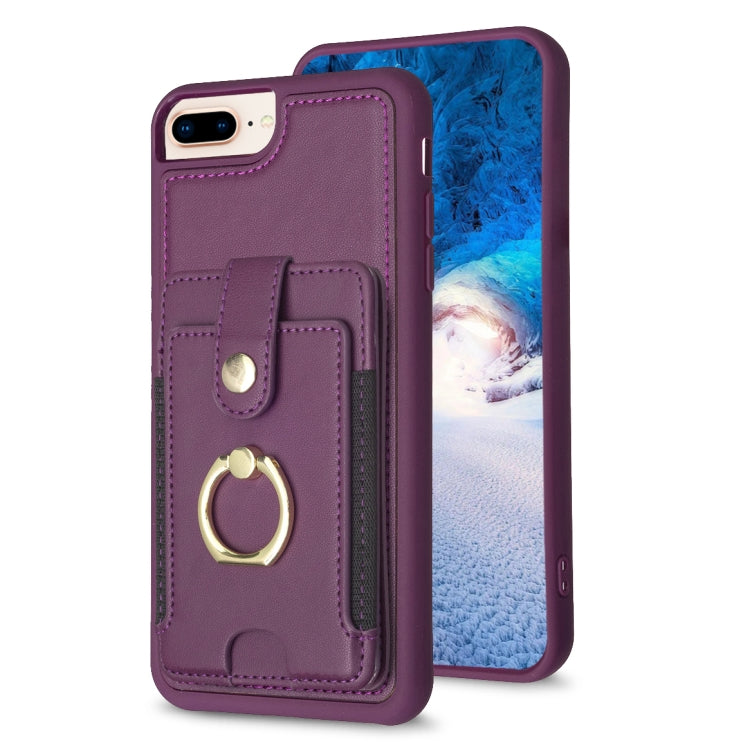 BF27 Metal Ring Card Bag Holder Phone Case, For iPhone XS Max, For iPhone 8 Plus / 7 Plus
