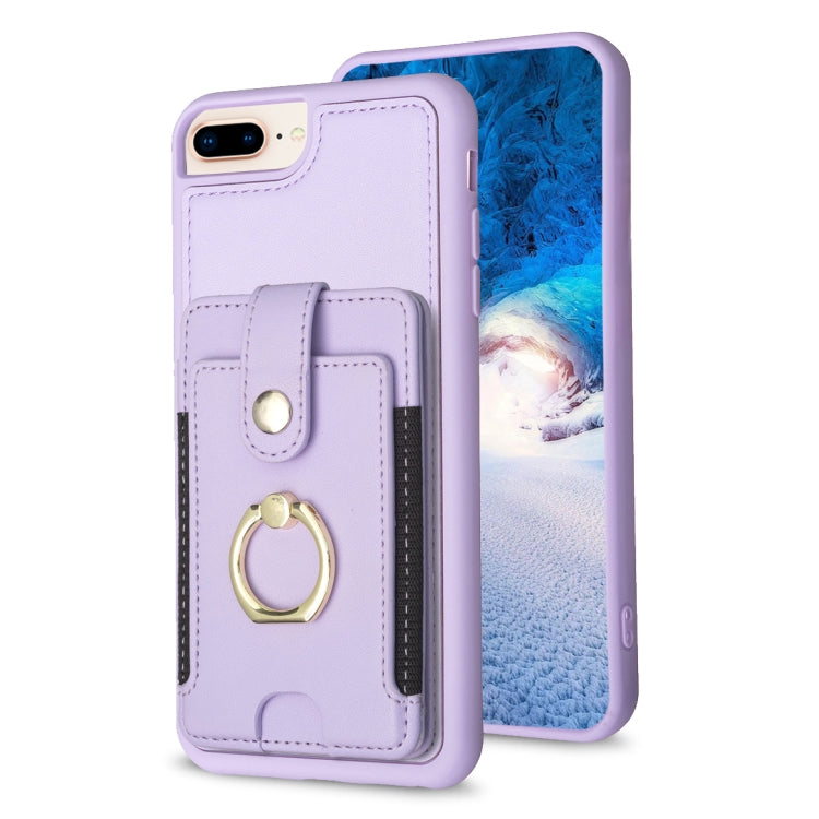 BF27 Metal Ring Card Bag Holder Phone Case, For iPhone XS Max, For iPhone 8 Plus / 7 Plus