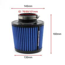 Load image into Gallery viewer, XH-UN077-079 Car High Flow Cold Cone Engine Air Intake Filter, 63mm, 76mm, 89mm, 101mm