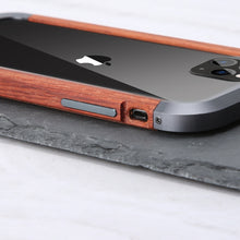 Load image into Gallery viewer, R-JUST Metal + Wood Frame Protective Case, For iPhone 11, For iPhone 11 Pro, For iPhone 11 Pro Max, For iPhone SE 2022 / SE 2020 / 8 / 7, For iPhone X / XS, For iPhone XS Max, For iPhone XR