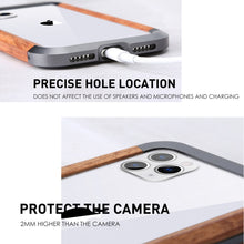 Load image into Gallery viewer, R-JUST Metal + Wood Frame Protective Case, For iPhone 11, For iPhone 11 Pro, For iPhone 11 Pro Max, For iPhone SE 2022 / SE 2020 / 8 / 7, For iPhone X / XS, For iPhone XS Max, For iPhone XR