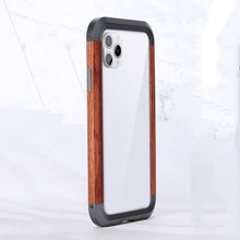 Load image into Gallery viewer, R-JUST Metal + Wood Frame Protective Case, For iPhone 11, For iPhone 11 Pro, For iPhone 11 Pro Max, For iPhone SE 2022 / SE 2020 / 8 / 7, For iPhone X / XS, For iPhone XS Max, For iPhone XR