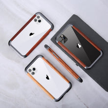 Load image into Gallery viewer, R-JUST Metal + Wood Frame Protective Case, For iPhone 11 Pro, For iPhone X / XS