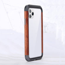 Load image into Gallery viewer, R-JUST Metal + Wood Frame Protective Case, For iPhone 11, For iPhone 11 Pro, For iPhone 11 Pro Max, For iPhone SE 2022 / SE 2020 / 8 / 7, For iPhone X / XS, For iPhone XS Max, For iPhone XR