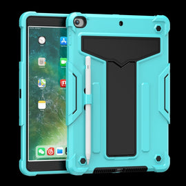 T-shaped Bracket Contrast Color Shockproof PC + Silicone Flat Protective Case