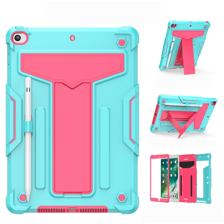 T-shaped Bracket Contrast Color Shockproof PC + Silicone Flat Protective Case