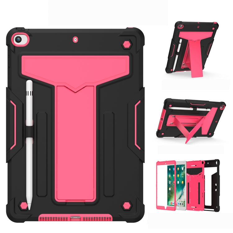 T-shaped Bracket Contrast Color Shockproof PC + Silicone Flat Protective Case