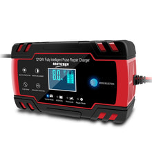 Load image into Gallery viewer, ANHTCzyx 12V 8A  / 24V 4A Automobile Battery Charger Motorcycle Battery Repair Type AGM, US Plug (Red), EU Plug (Red), UK Plug (Red), AU Plug (Red)