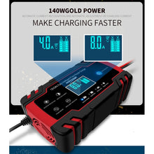 Load image into Gallery viewer, ANHTCzyx 12V 8A  / 24V 4A Automobile Battery Charger Motorcycle Battery Repair Type AGM, US Plug (Red), EU Plug (Red), UK Plug (Red), AU Plug (Red)