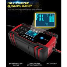 Load image into Gallery viewer, ANHTCzyx 12V 8A  / 24V 4A Automobile Battery Charger Motorcycle Battery Repair Type AGM, US Plug (Red), EU Plug (Red), UK Plug (Red), AU Plug (Red)