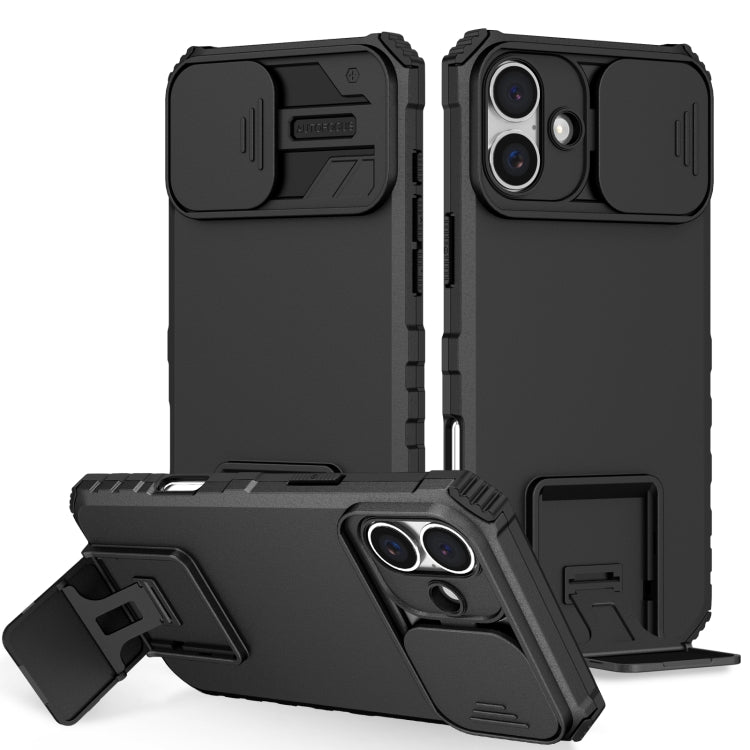 Stereoscopic Holder Sliding Camshield Phone Case, For iPhone 16 Pro Max, For iPhone 16 Pro, For iPhone 16 Plus, For iPhone 16, For iPhone 15 Pro Max, For iPhone 15 Pro