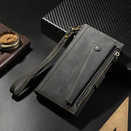 ESEBLE Retro Frosted RFID Flip Leather Phone Case, For iPhone 17e / 16e, For iPhone 16 Pro Max, For iPhone 16 Pro, For iPhone 16 Plus, For iPhone 16, For iPhone 15 Pro Max, For iPhone 15 Pro, For iPhone 15 Plus, For iPhone 15