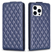Load image into Gallery viewer, Diamond Lattice Vertical Flip Leather Phone Case, For iPhone 16 Pro Max, For iPhone 16 Pro, For iPhone 16 Plus, For iPhone 16, For iPhone 15 Pro Max, For iPhone 15 Pro, For iPhone 15 Plus, For iPhone 15