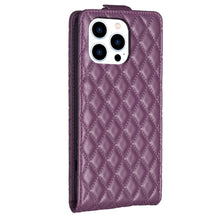 Load image into Gallery viewer, Diamond Lattice Vertical Flip Leather Phone Case, For iPhone 16 Pro Max, For iPhone 16 Pro, For iPhone 16 Plus, For iPhone 16, For iPhone 15 Pro Max, For iPhone 15 Pro, For iPhone 15 Plus, For iPhone 15