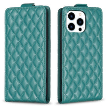 Load image into Gallery viewer, Diamond Lattice Vertical Flip Leather Phone Case, For iPhone 16 Pro Max, For iPhone 16 Pro, For iPhone 16 Plus, For iPhone 16, For iPhone 15 Pro Max, For iPhone 15 Pro, For iPhone 15 Plus, For iPhone 15