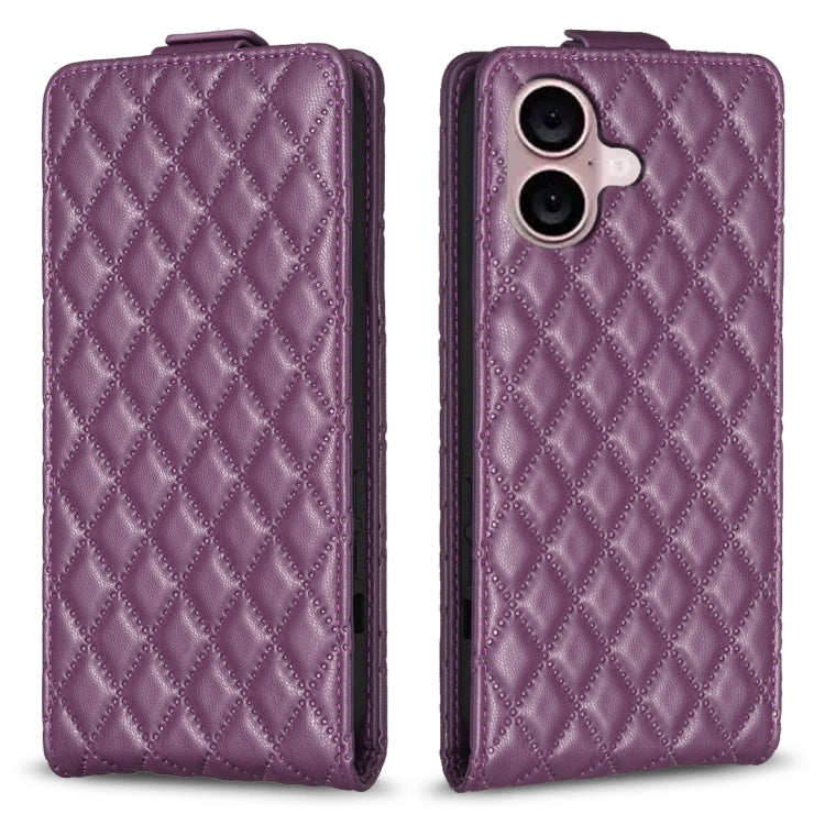 Diamond Lattice Vertical Flip Leather Phone Case, For iPhone 16 Pro Max, For iPhone 16 Pro, For iPhone 16 Plus, For iPhone 16, For iPhone 15 Pro Max, For iPhone 15 Pro, For iPhone 15 Plus, For iPhone 15